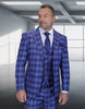 Statement Men's 3-Piece Modern Fit Suit – 100% Wool with Bold Plaid Pattern 3 ZILO-1-CHARCOAL-34S  - from alligatorwarehouse.com