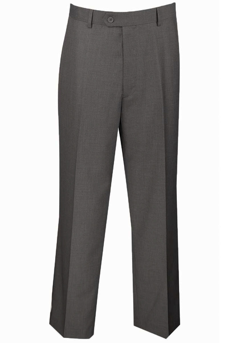 Mens Modern Fit Flat Front Dress Slacks in Charcoal