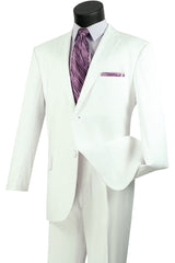 Mens 2 Button Classic Fit Pleated Pant Suit in White