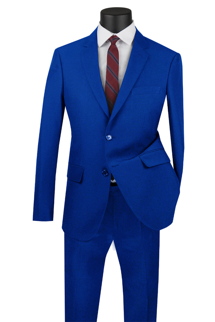 Mens Basic 2 Button Classic Fit Rayon Fabric Suit in Royal