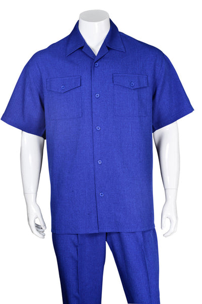 Mens Short Sleeve Patch Pocket Walking Suit in Royal Blue