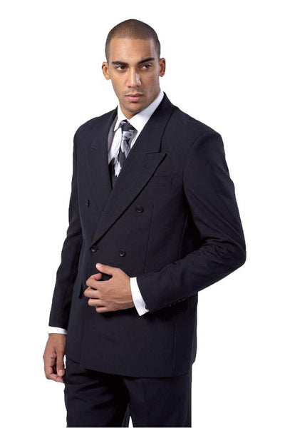 Mens Double Breasted Polyester Fashion Suit in Black 1 901P-Black-38R  - from alligatorwarehouse.com