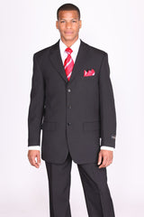 Mens 3 Button Polyester Fashion Suit in Black