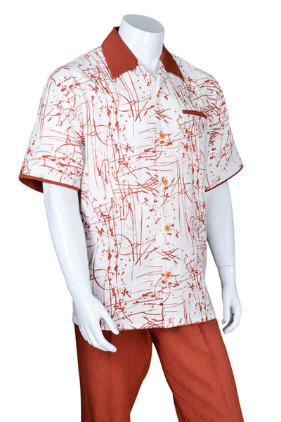 Mens Splatter Print Leisure Walking Suit in Rust 1 M2962-Rust-S  - from alligatorwarehouse.com