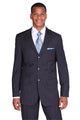 Mens Classic Fit 3 Button 2PC Pinstripe Suit inNavy