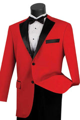 Mens Classic Contrast Notch Tuxedo in Red