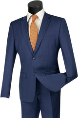 Mens Ultra Slim Fit Wool Feel Suit in Indigo