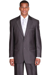 Mens Classic 2 Button Suit with Lapel Trim in Black