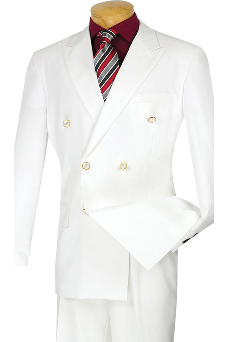 Mens Double Breasted Rayon Fabric Dress Blazer in White