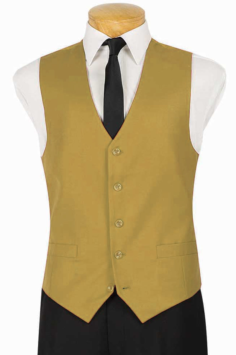 Mens Classic 5 Button Suit Vest in Beige