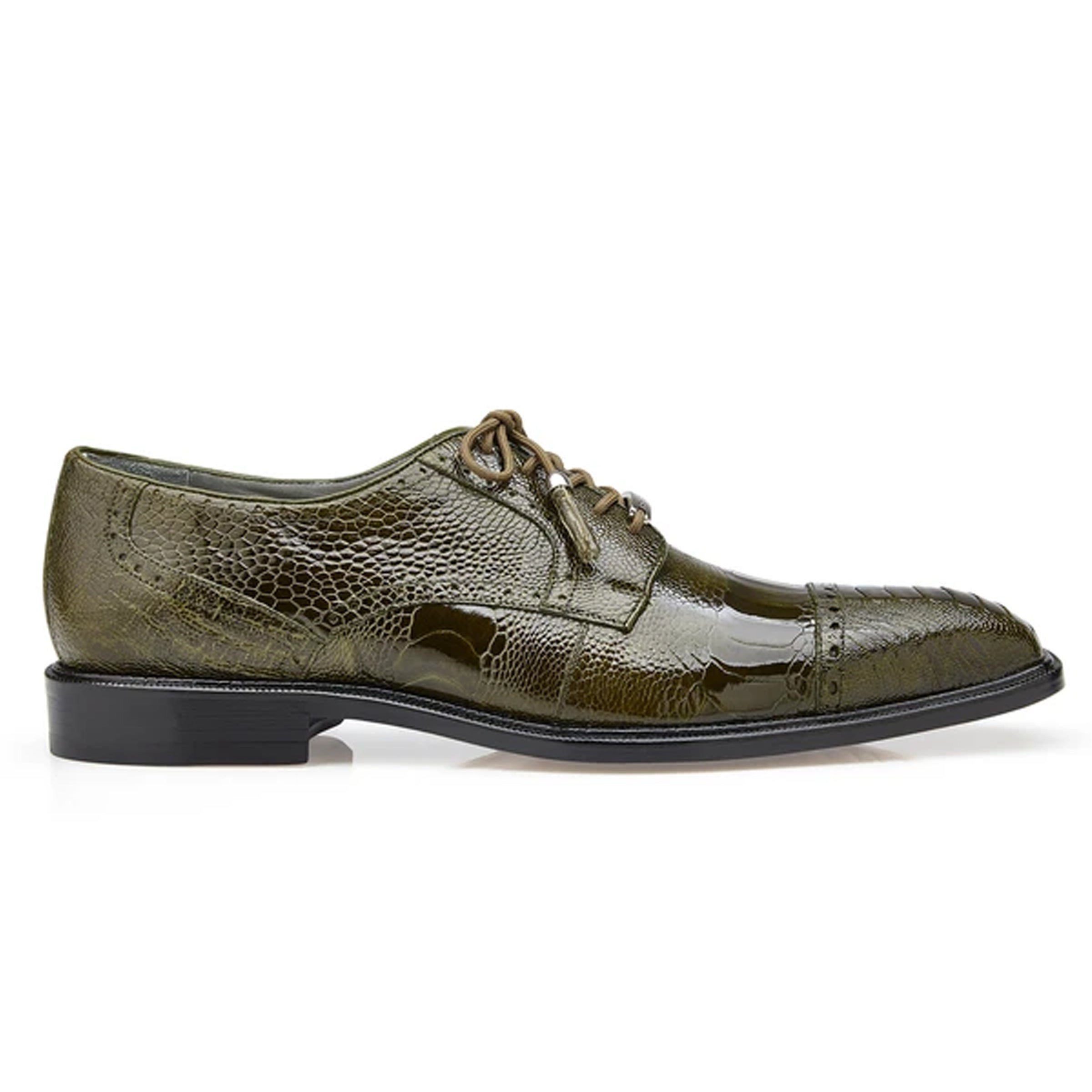 Mens Belvedere Batta Ostrich Cap Toe Derby Dress Shoe in Brown