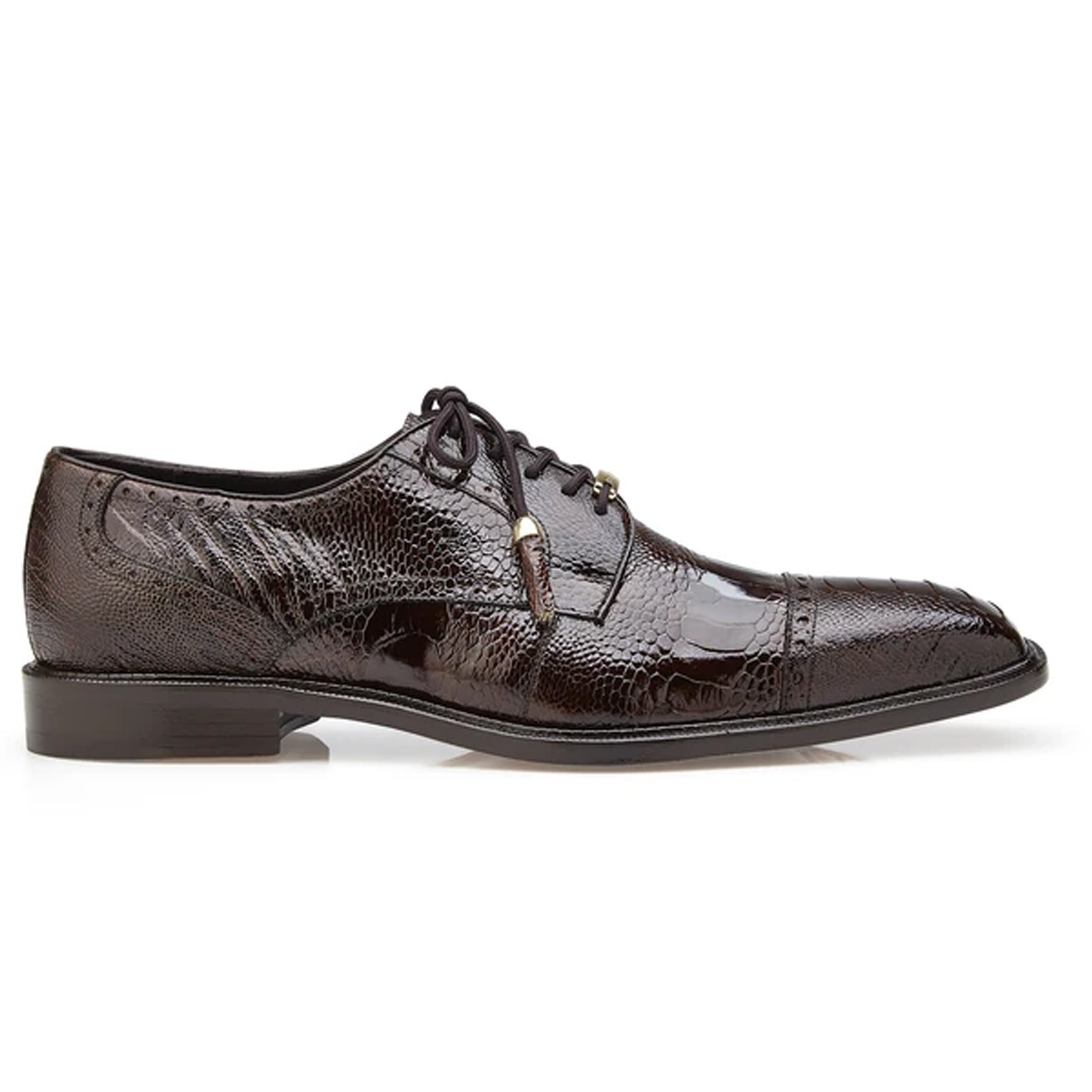 Mens Belvedere Batta Ostrich Cap Toe Derby Dress Shoe in Black