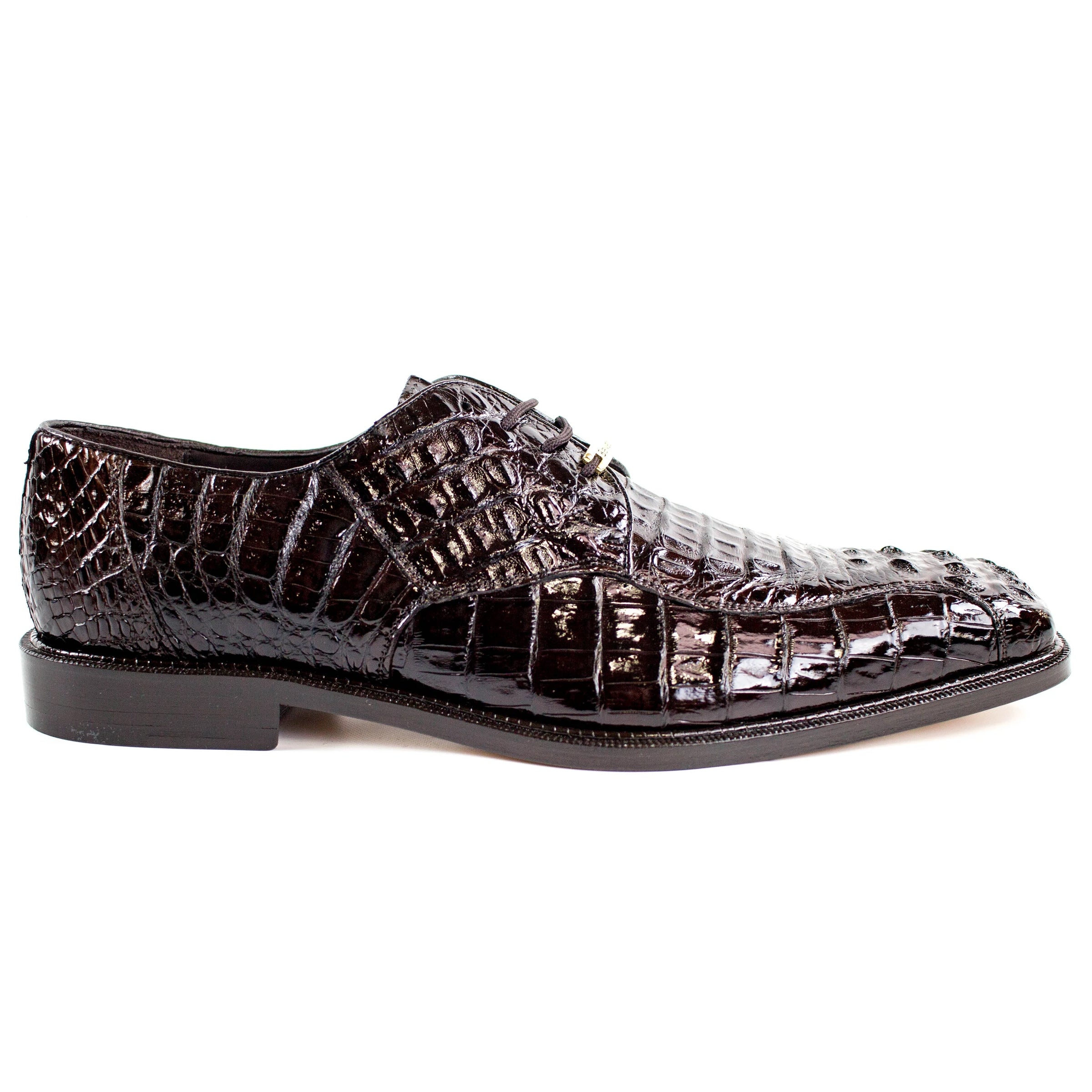 Mens Belvedere Chapo Caiman Crocodile Hornback Dress Shoe in Black