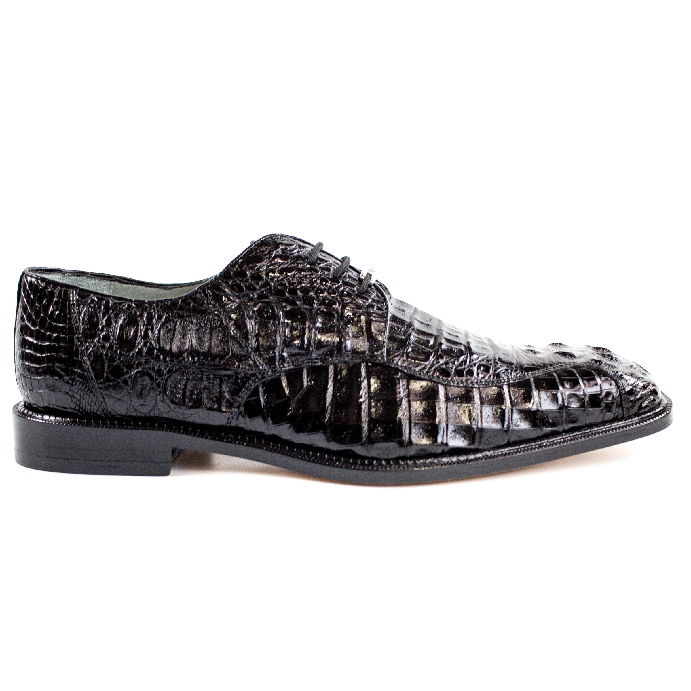 Mens Belvedere Chapo Caiman Crocodile Hornback Dress Shoe in Navy