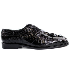 Mens Belvedere Colombo Caiman Crocodile Hornback Dress Shoe in Black