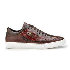 Mens Belvedere Corona Caiman & Lizard Sneaker in Navy