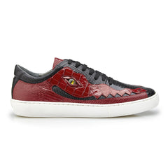 Mens Belvedere Corona Caiman & Lizard Sneaker in Navy