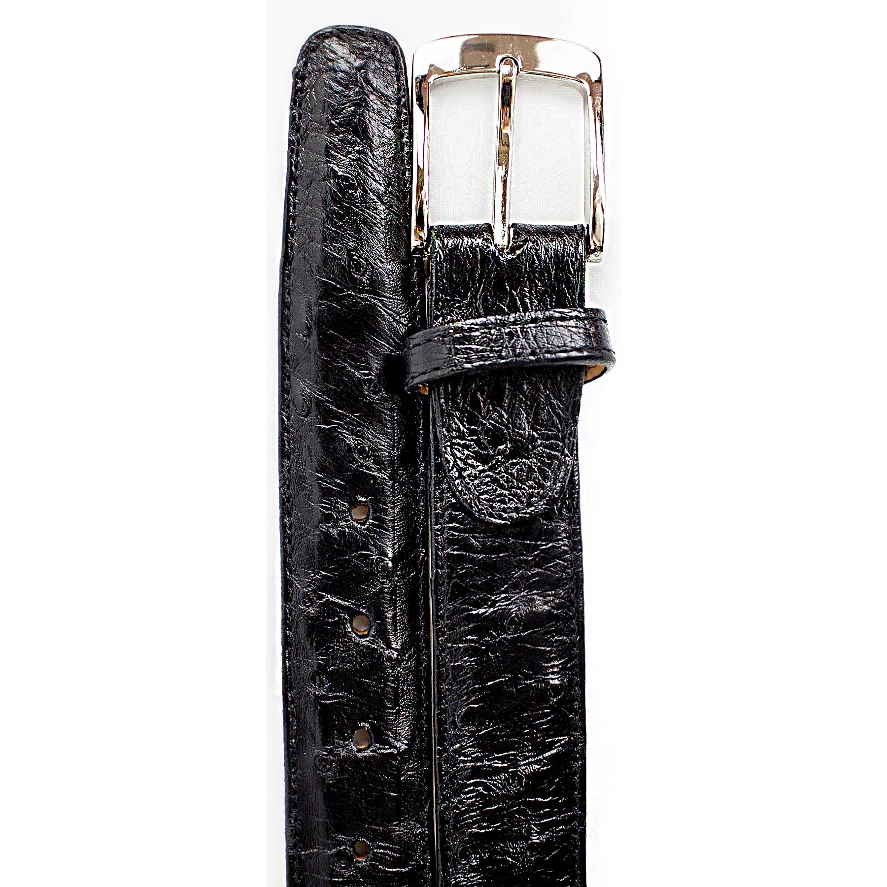 Mens Belvedere Ostrich Quill Dress Belt in Grey