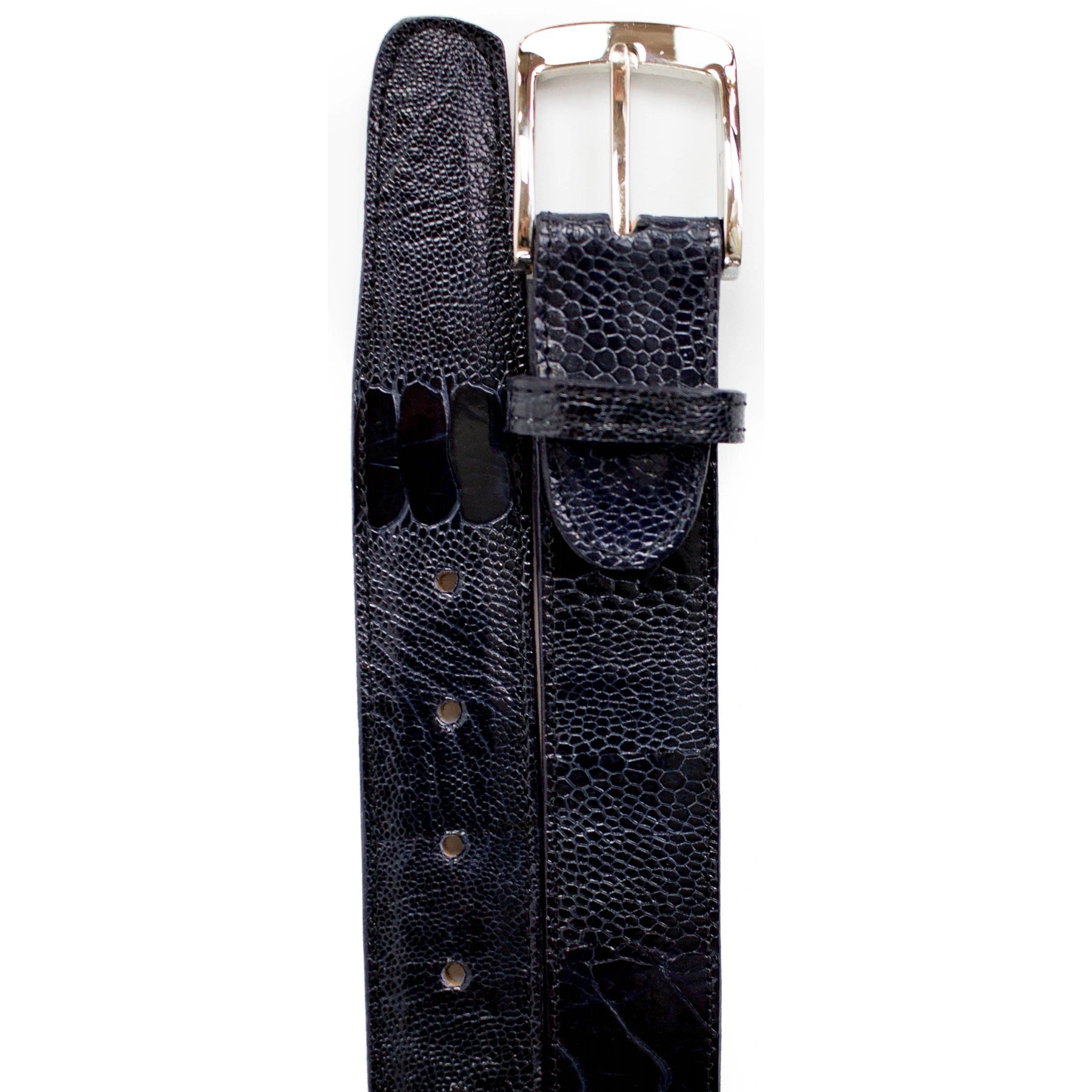 Mens Belvedere Ostrich Leg Dress Belt in Grey