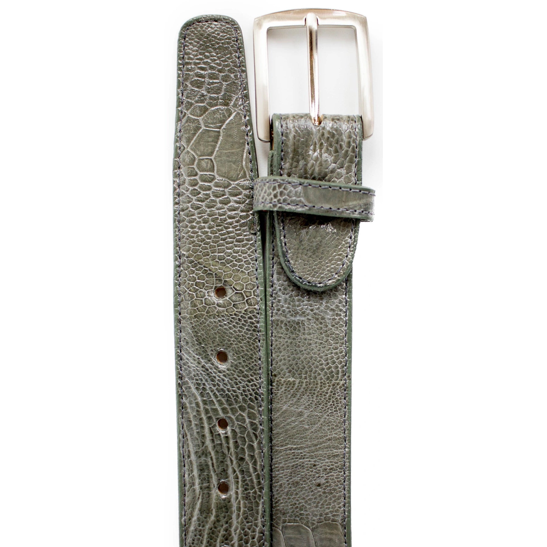 Mens Belvedere Ostrich Leg Dress Belt in Brandy