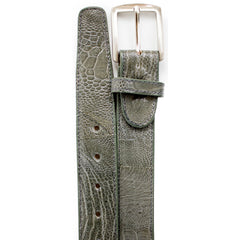 Mens Belvedere Ostrich Leg Dress Belt in Grey