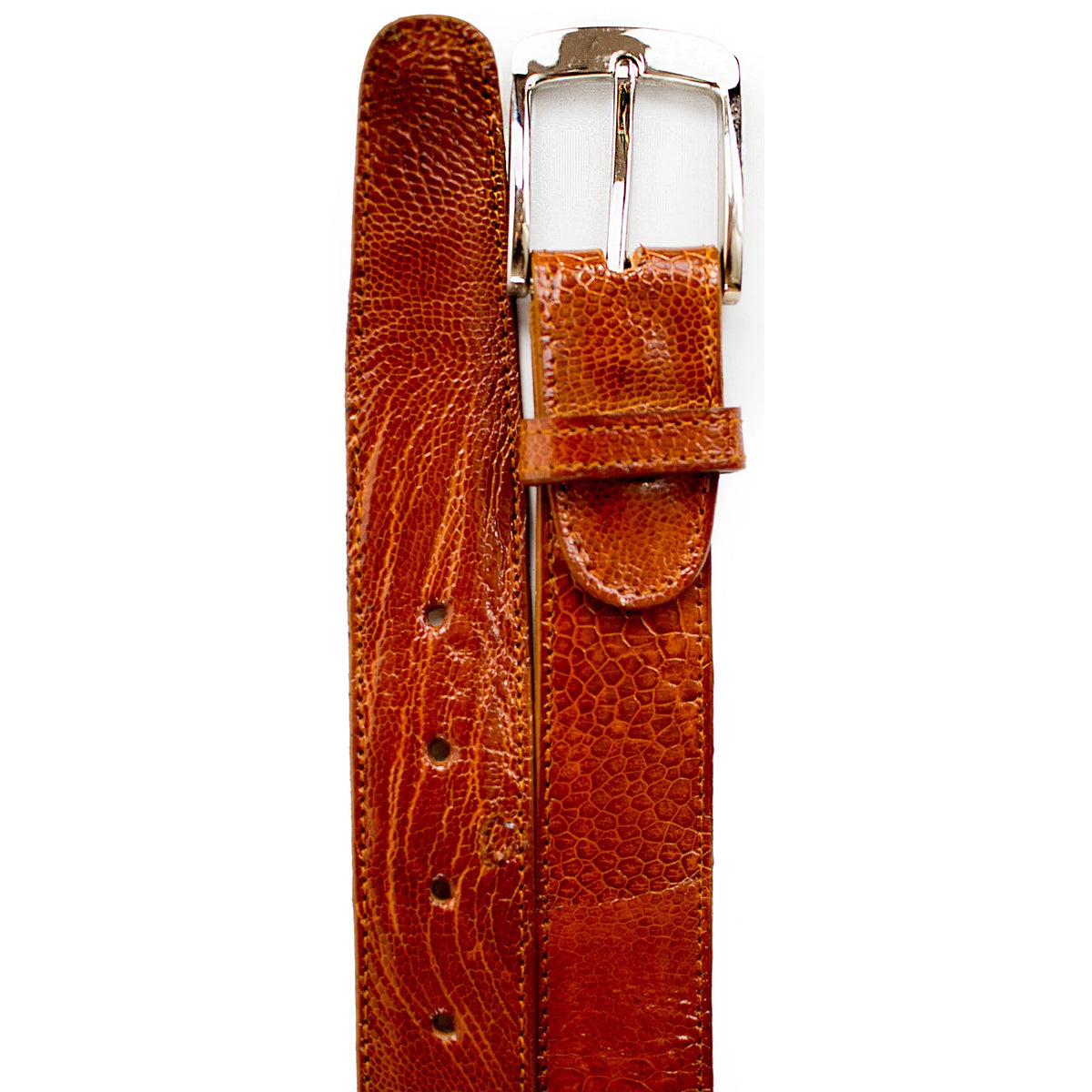 Mens Belvedere Ostrich Leg Dress Belt in Amber