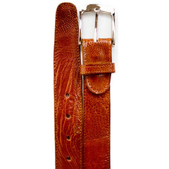 Mens Belvedere Ostrich Leg Dress Belt in Amber