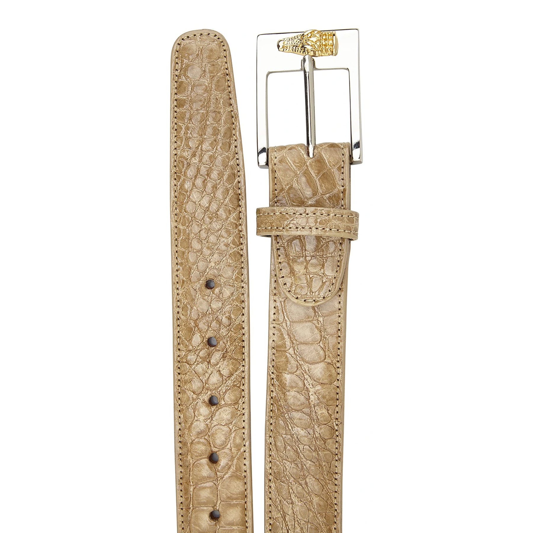 Mens Belvedere Alligator Dress Belt in Peanut