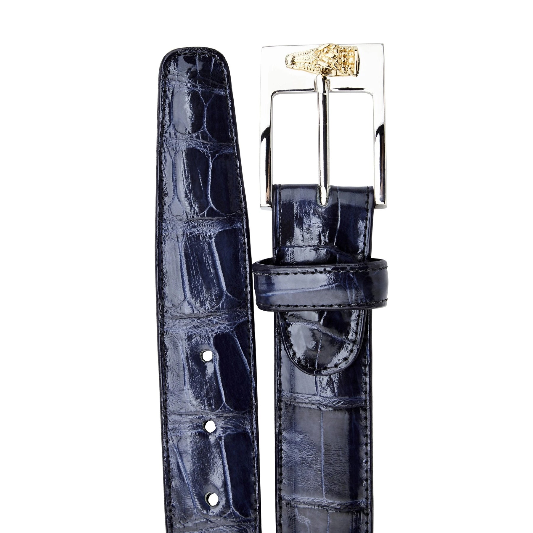 Mens Belvedere Alligator Dress Belt in Cognac