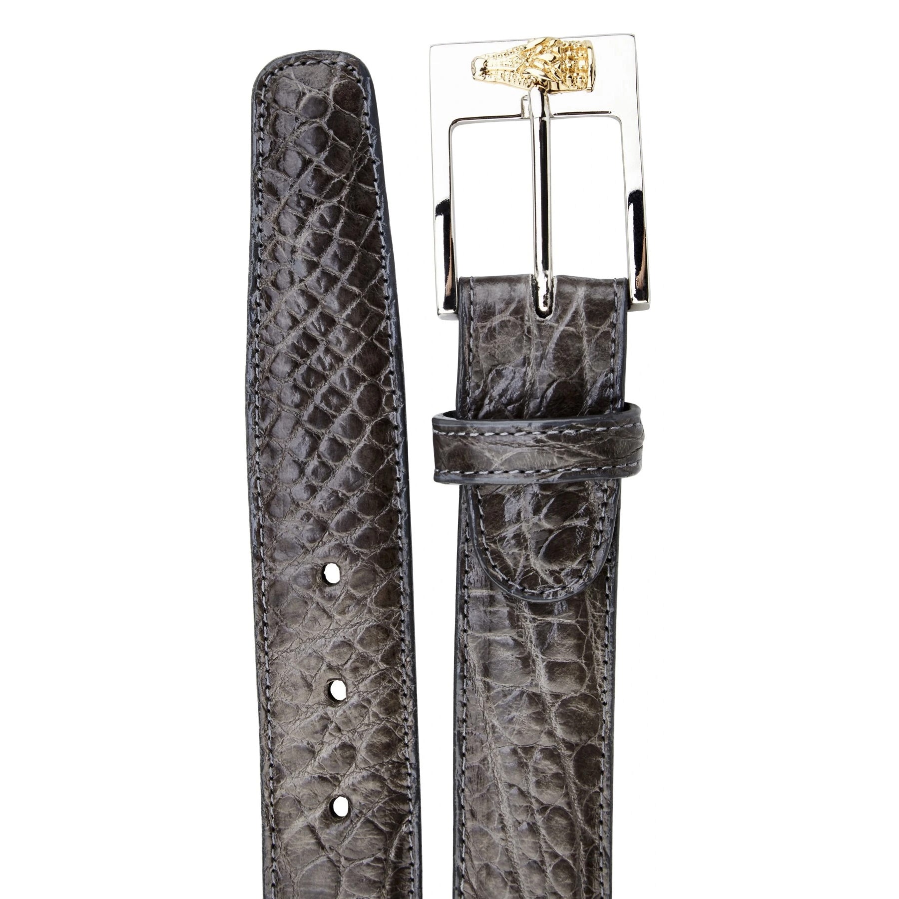 Mens Belvedere Alligator Dress Belt in Cognac