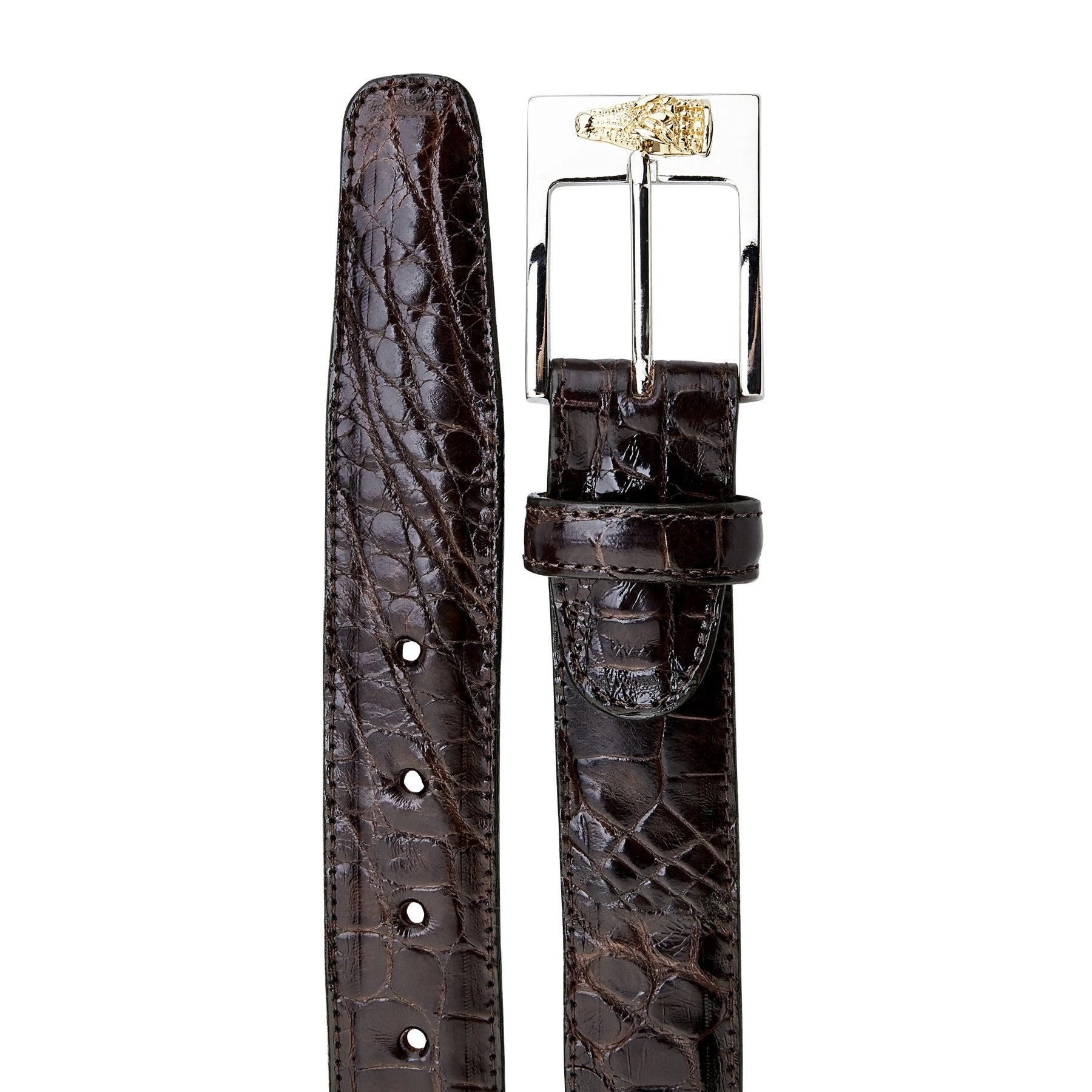 Mens Belvedere Alligator Dress Belt in Cognac