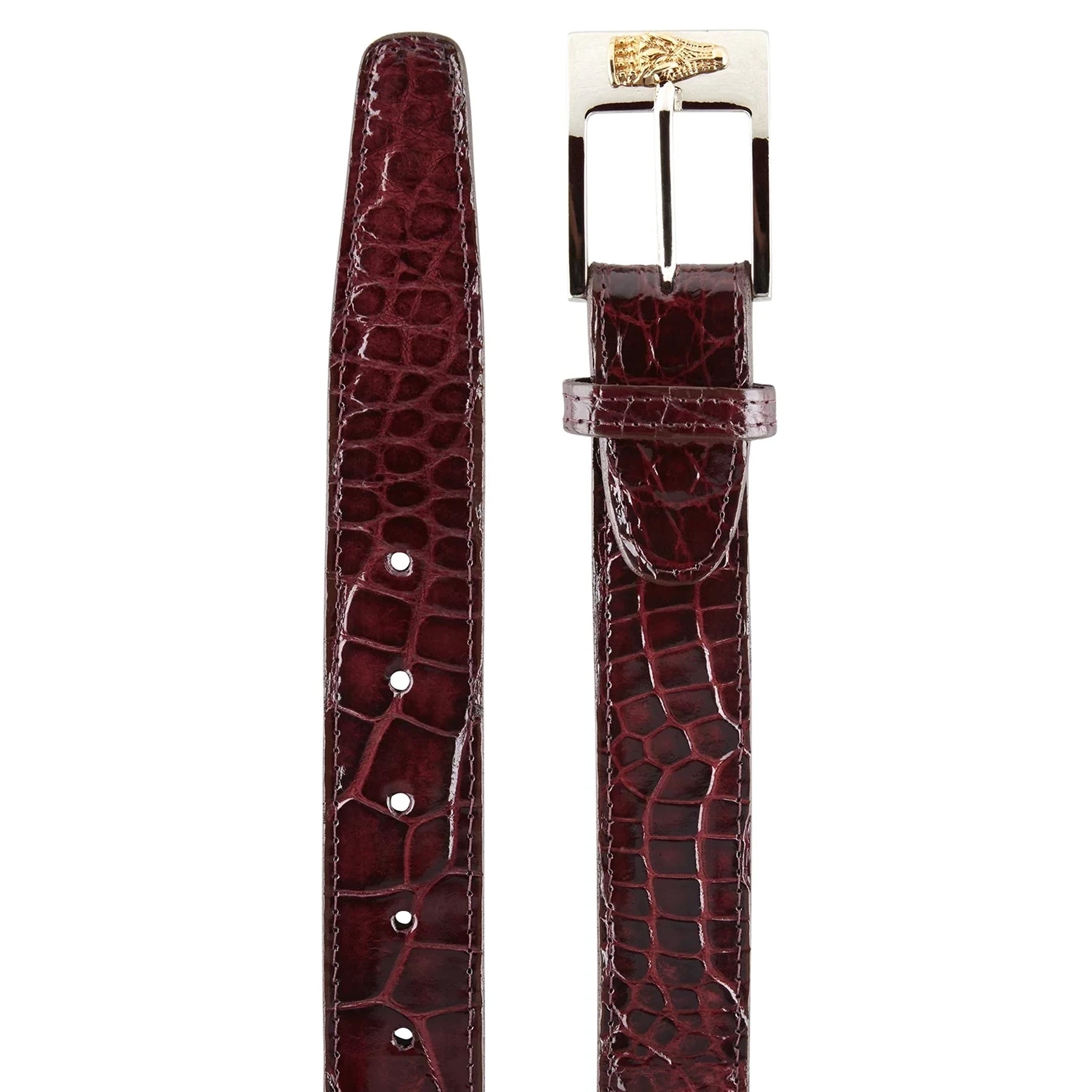 Mens Belvedere Alligator Dress Belt in Cognac