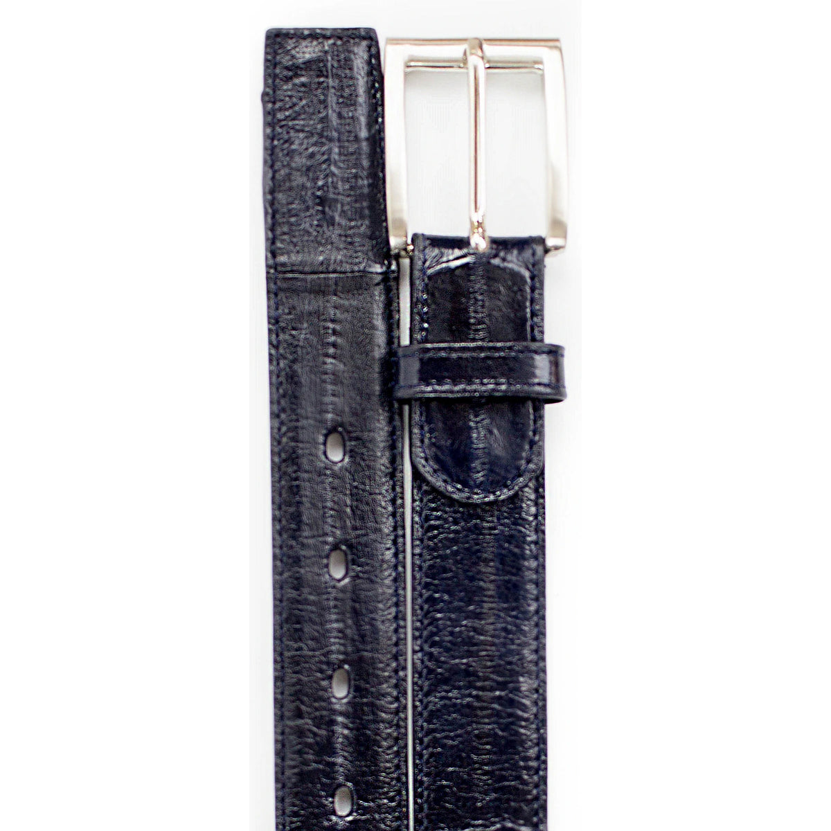 Mens Belvedere Eel Skin Belt in Navy