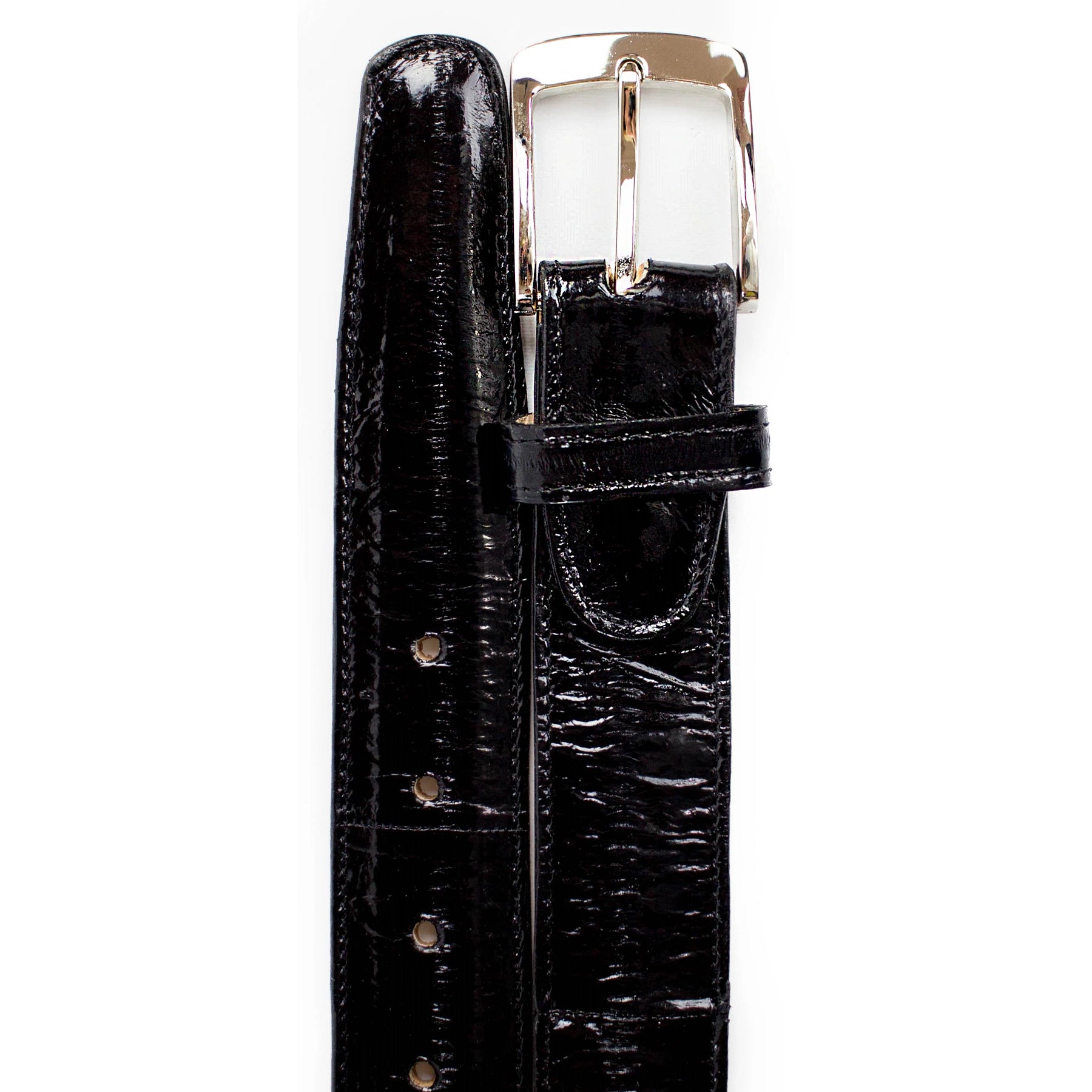 Mens Belvedere Caiman Crocodile Dress Belt in Brown