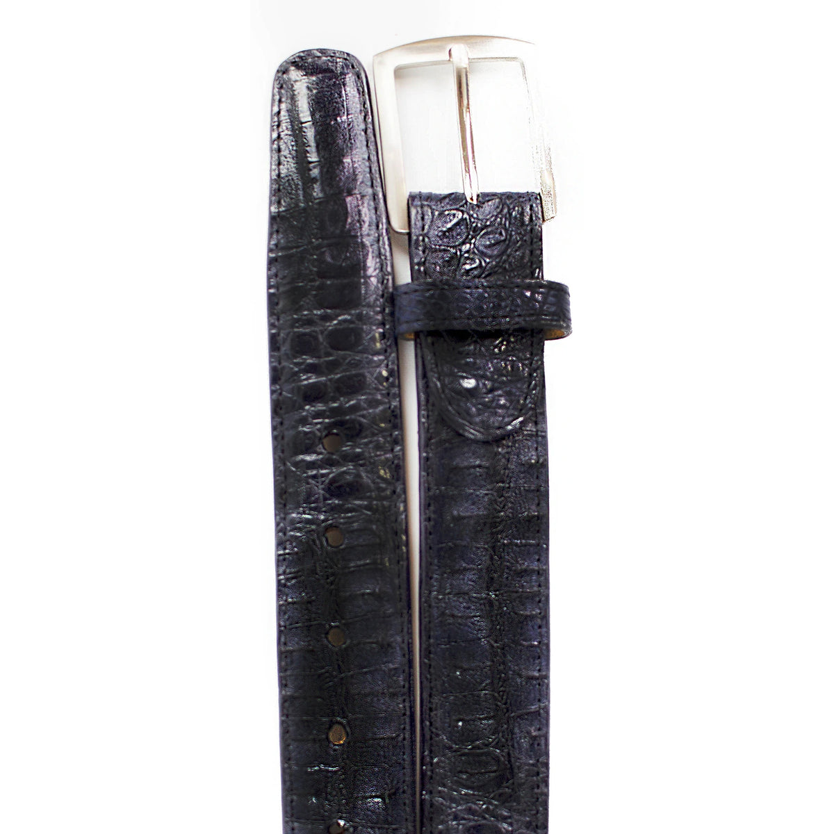 Mens Belvedere Caiman Crocodile Dress Belt in Navy