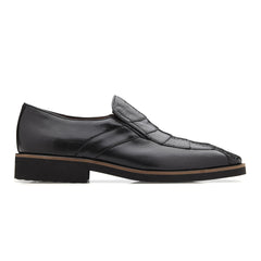 Mens Belvedere Gavino Calf & Ostrich Dress Loafer in Black