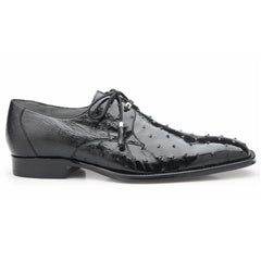 Mens Belvedere Isola Ostrich Quill Dress Shoe in Black