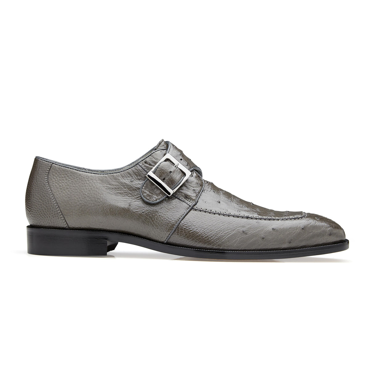 Mens Belvedere Josh Ostrich Quill Monk Strap Shoe in Grey