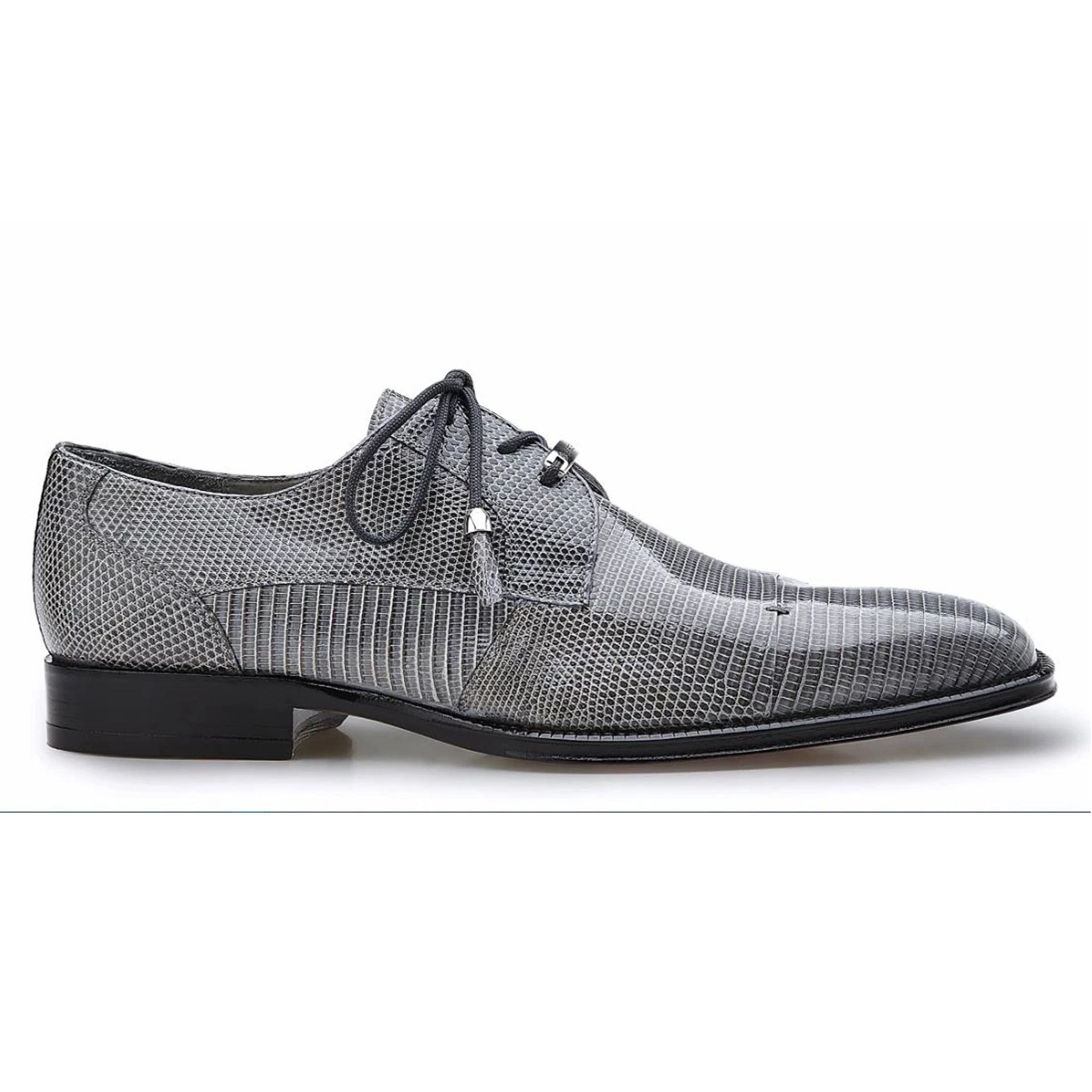 Mens Belvedere Karmelo Lizard Cap Toe Dress Shoe in Black