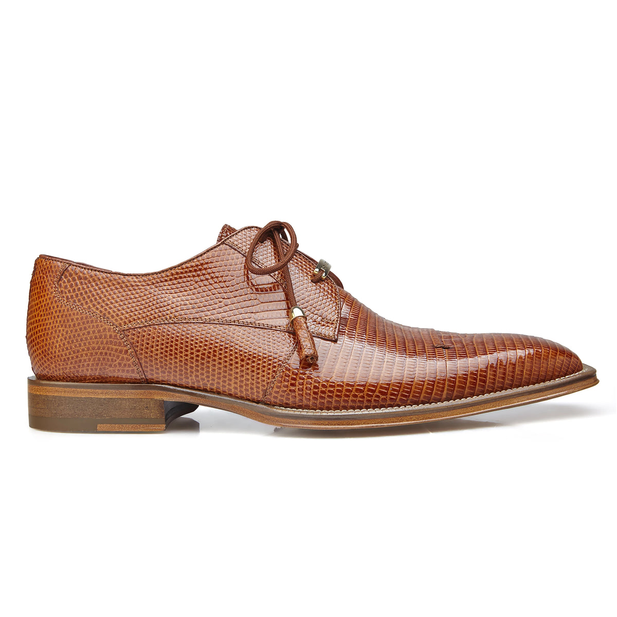 Mens Belvedere Karmelo Lizard Cap Toe Dress Shoe in Tan