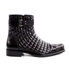 Mens Belvedere Libero Quilted Caiman Dress Boot in Burgundy