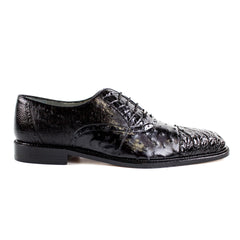 Mens Belvedere Onesto Ostrich & Caiman Crocodile Dress Shoe in Black