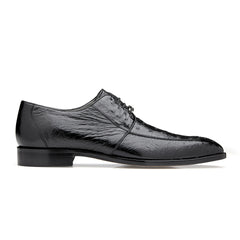 Mens Belvedere Rovigo Calf & Ostrich Split Toe Dress Shoe in Black