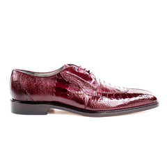 Mens Belvedere Siena Ostrich Leg Split Toe Dress Shoe in Burgundy