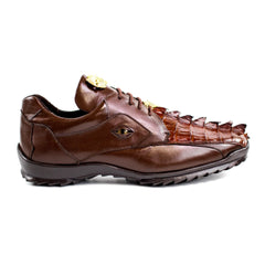 Mens Belvedere Vasco Hornback Crocodile Sneaker in Brown