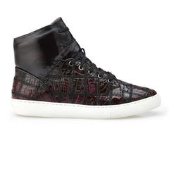 Mens Belvedere Vero Crocodile Patchwork Hightop Sneaker in Honey