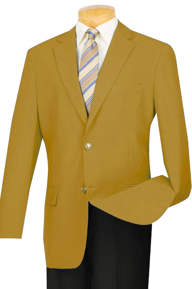 Mens 2 Button Poplin Dress Blazer in Gold