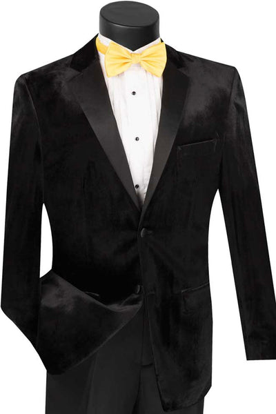 Mens Modern Notch Velvet Tuxedo in Black 1 T-SV_BLACK_36S  - from alligatorwarehouse.com