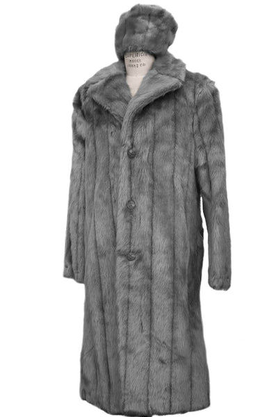 Mens Long Full Length Faur Fur Coat in Grey 1 476-38  - from alligatorwarehouse.com