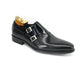 Mens Calfskin Double Buckle Monk Strap Dress Shoe in Cognac